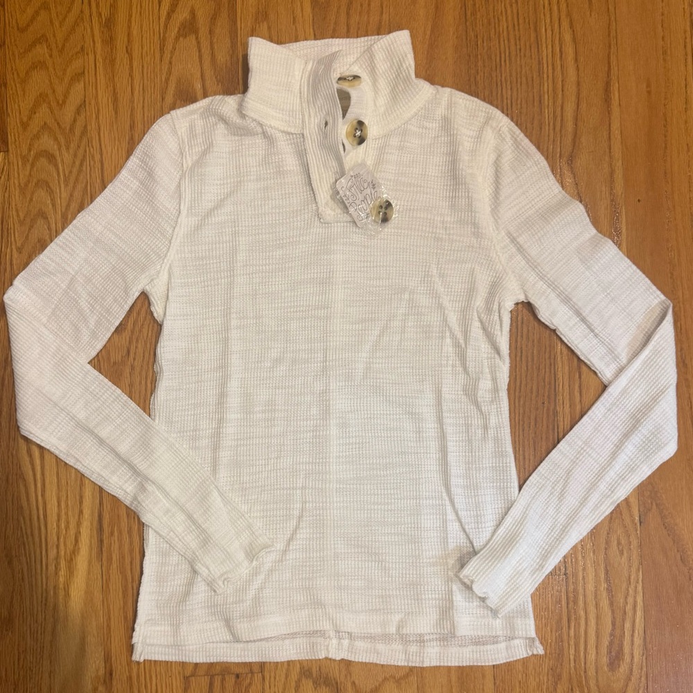 Free People Ivory Waffle Top - sm